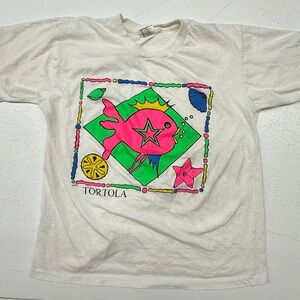 90s Neon Graphic Tee - White and Pink
